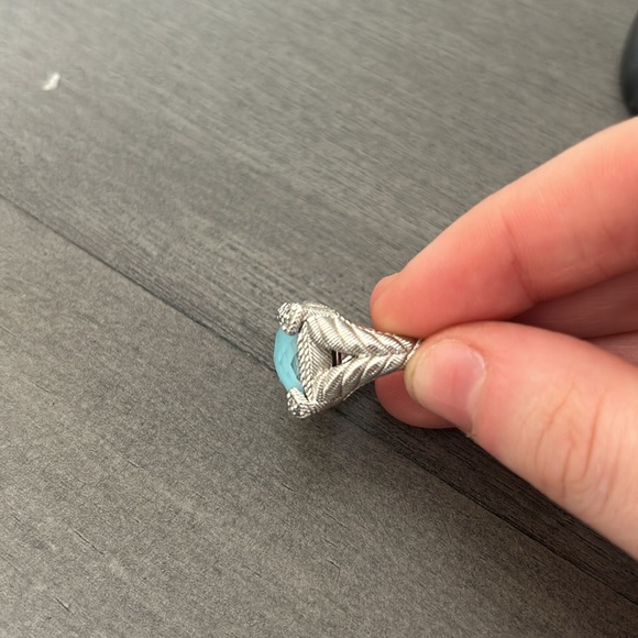 Authentic Judith Ripka Turquoise Quartz Doublet Diamonique CZ Sterling Ring 6 - Picture 4 of 4